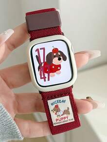 夏季韩国时尚狗磁性尼龙表带 + 表壳适用于 10 Ultra 9 8 7 6 SE 5 可爱透气表带 42mm 46mm 49mm 45 40 42 44 38 女孩礼物