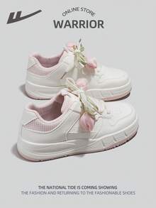WARRIOR 1 đôi giày thể thao nữ buộc dây đế bằng, kiểu dáng thời trang. - Hồng - Xem 4