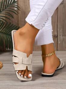 Sandalias planas casuales estilo coreano para mujer, sandalias romanas de verano de punta abierta y tejidas, sandalias tipo slide de moda para usar con vestidos o en la playa, zapatos bohemios de tacón bajo y holgados para el verano