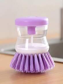 Push-Type Automatic Liquid Filling Pot Washing Brush Does Not Stick To Oil And Does Not Damage Pots And Dishes. Multifunctional Kitchen Decontamination Cleaning Brush With Non-Slip Handle