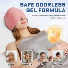BILITOK Migraine Headache Relief Cap, Gel Ice Head Wrap, Hot And Cold Therapy, Headache Eyes Mask For Sinus, Puffy Eyes, Tension And Stress Relief - Pink - View 2
