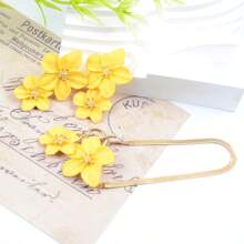 1 Set Gold Flower Earrings & Necklace Set, Women Floral Pendant Necklace, White Flower Statement Earrings, Fashionable Earrings Necklace Anklet Jewelry, Everyday Wear