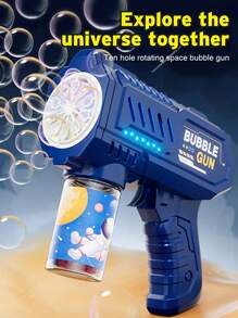 Máquina de burbujas de juego de agua para niños, soplador manual de burbujas estilo Gatling con múltiples orificios y de toque único, opción de 3 colores, generador de burbujas para juego de agua de verano (baterías y solución de burbujas no incluidas)
