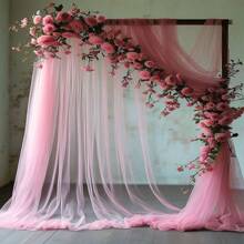 1pc Elegant 19.7ft Transparent Tulle Arch - Light Pink - Perfect For Wedding, Ceremony, Valentine's Day Decoration, Party & Celebration