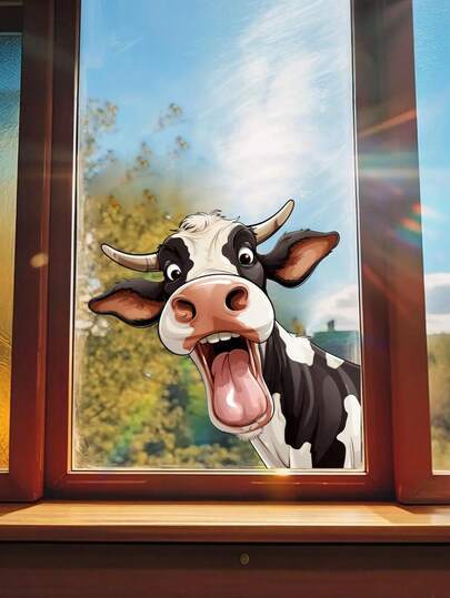 Pegatinas divertidas de vaca, pegatinas de ventana de vaca que asoman, pegatinas de pared de vaca que se pueden pelar y pegar, decoración de pared de estilo granja rústica con estampado de vaca, arte mural de vinilo para la decoración del hogar, la sala de estar, la cocina, el baño, el dormitorio y otros regalos de cumpleaños y graduación