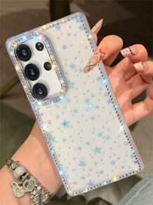 Étui de téléphone avec dos souple protecteur, scintillant de strass, paillettes laser et sequins étoilés, compatible avec Samsung Galaxy S25 Plus, S24, S23 Ultra, A56, A55, A35, A36, A15, A16 5G. Étui de luxe avec effet brillant