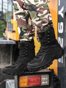 Men's High-Top Outdoor Camping Military Boots, Breathable Casual Comfortable Hiking Boots, Training Work Tactical Boots
