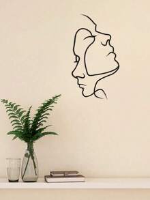 1 Peça Arte de Parede Linha Facial Abstrata, Desenho de Linha Reta Arte de Parede de Metal, Arte de Parede de Metal Moderna Bonita Farmhouse Preta para Pendurar em Qualquer Parede da Sala de Decoração, 2 Tamanhos Disponíveis