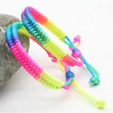 1/5/10/20/30/40/50/100/150pcs Set Rainbow Color Handmade Braided Adjustable Friendship Bracelet, Suitable For Boyfriend/Girlfriend, Multipack Rainbow Design Casual Wear