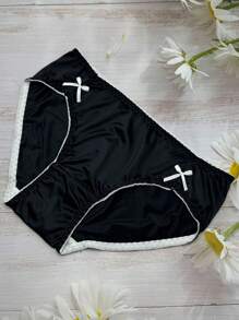 3 piezas Bragas de bikini de mujer con acento de lazo de seda helada, primavera/verano