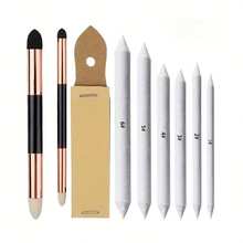 9pcs Sketching Art Supply Set, Includes Sponge Brush And Sandpaper Board, Suitable For Student And Artist Charcoal Sketch Drawing,Back To School,School Supplies - Sets - View 9