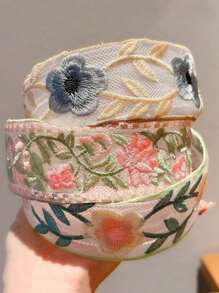 3 Elegant And Versatile Embroidered Flower Headbands For Women, Suitable For Daily Commuting To School, Work At The Beach, Vacation, Gatherings, Holidays, Gifts For Mother's Day, Hair Band, Hair Hoop