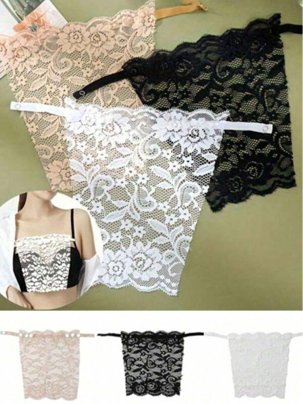 1-3pcs Lace Bra Covers, Detachable Bra Pads, Bra Accessories For Women, Anti-Peeping Anti-Glare Bra, Lace Bra Accessories, Washable, Delicate Lace Trim, Suitable For Short Hair, Lingerie, 1pc Random Color