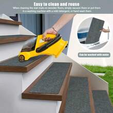 4/8/15pcs Outdoor Non-Slip Stair Treads, 22x70cm - Self-Adhesive Stair Pads For Wooden, Deck & Glass Stairs | Anti-Slip Stair Mats For Elderly Steps | Outdoor Stair Tread Covers (Solid/Striped, Machine Washable) 8/15-Piece Anti-Slip Stair Treads - Multicolor - View 8