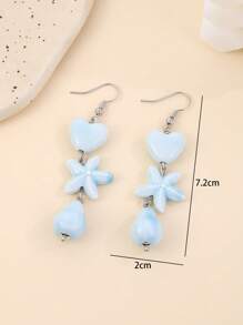1 par de brincos minimalistas de cerâmica com pingente em forma de estrela-do-mar azul e elementos mistos, elegantes e versáteis, adequados para férias, festas e uso diário