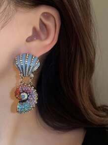 2 pièces Ensemble de collier et boucles d'oreilles avec pendentif multicouche imitation perle, coquillage et étoile de style luxe océanique