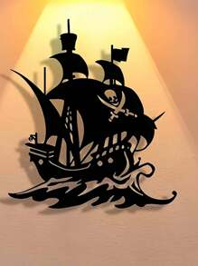 1 pièce Décoration murale en métal élégante et minimaliste d'un bateau de pirate, décoration pour la maison, la chambre à coucher, le salon. Cadeau pour pendaison de crémaillère, fête des pères, anniversaire, mariage, remise de diplôme