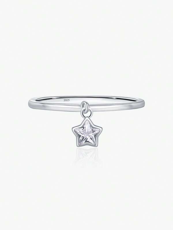 MODIAN Anello impilabile in argento sterling 925 MODIAN con pendente a stella e zirconia, per donne, gioielli di fine anniversario