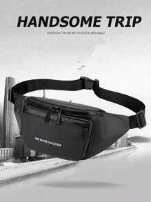 Bolsa de cintura para hombres - Impermeable y de gran capacidad, diseño minimalista y elegante, materiales duraderos para uso en todo tipo de clima, correas ajustables para un uso cómodo, adecuado para el transporte diario, aventuras de viaje. Puede ser un regalo perfecto para el Día del Padre.
