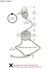 1pc Bohemian Style Hollow Rhinestone Flower Dreamcatcher Web Design Finger Ring Bracelet, Alloy Material Suitable For Men And Women, Daily Casual, Shopping, Party, Dancing, Fashion Accessory, Gift