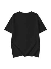 Women's Summer New Daily Casual Loose Round Neck Cotton Short Sleeve T-Shirt. Cute And Versatile Prints Are Printed On It, Fashionable And Versatile, Perfect For Daily Wear Ladies Tops - 黑色 - 查看 3