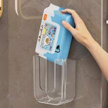 1pc Wall-Mounted Wet Wipes Dispenser, No Drill Wet Wipes Organizer, Transparent Glacier Wave Pattern Tissue Box, Refillable Wet Wipes Container, Waterproof Bathroom Wall-Mounted Storage Box, Suitable For Bathroom, Kitchen, Bedroom And Other Home Spaces, Wet Wipes Bathroom Accessory - Multicolor - View 7