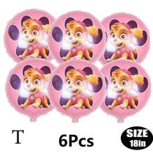 Paw Patrol Offiziell genehmigter 6er-Pack PAW Patrol Brave Adventure Suche und Rettung Hunde Thema Geburtstags Party Deko Ballon Set, 18 Zoll süßer Stadt Rettungshund Muster runder Aluminiumfolie Ballon Set, verschiedene Styles wählbar, Geburtstagsparty Wanddekoration, perfekt für Geburtstag Zeremonien Partywand Deko, Ballon Kombinations Dekorations Zubehör