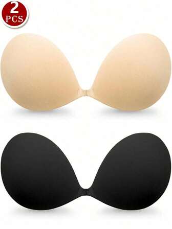 2 Packs Tone Invisible Silicone Bra - Natural Push-Up Bonding - Buckle Design For A Secure Fit - Women's Underwear And Lingerie Accessories