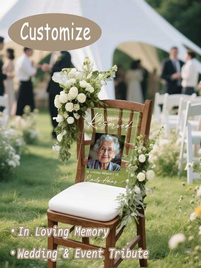 Personalized Memorial Plaque, Warm Acrylic Plaque To Commemorate, Customized Wedding Memorial Seat Identifier, Memorial Gift, Memorial Plaque, Memorial Gift, Memorial Desk Identifier, Wedding Seat Decor, Acrylic Wedding Identifier, Commemorate Departed Loved One Wedding, Memorial Wedding Decor