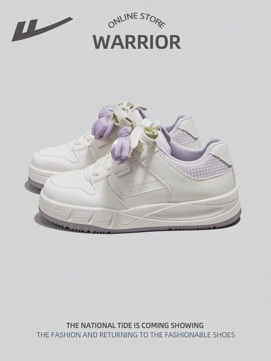 WARRIOR 1双女士系带休闲平底运动鞋，时尚设计 - 紫色 - 查看 1