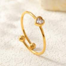Juego de anillos con baño de oro al estilo francés para mujer, set único de anillos de circonita sintética con diseños de corazón, luna y delfín, anillos ligeros y de lujo, anillos de acero inoxidable sencillos pero elegantes, regalos para fiestas y cumpleaños, parejas