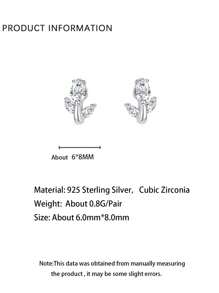 Pendientes de tuerca de diseño de tulipán con circonita cúbica de plata de ley 925, pendientes florales de lujo únicos, adecuados para uso diario de mujer, gran regalo para madre, novia, San Valentín, Pascua