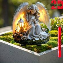 Acrylic Angel Wish Garden Wooden Stakes | 2D Boho Fairy Theme Lawn And Planter Art Sign | Multipurpose Outdoor Decoration For Yard, Garden And Planters (Whimsical Scene Decor)