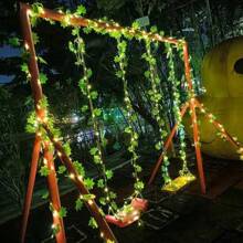 1 Stück, 2m/6,56ft 20LEDs, 5m/16,4ft 50LEDs, 10m/32,8ft 100LEDs solarbetriebene Efeu Lichterkette, Grün Blattpfad Lichter, Rasen Lichter, Garten Lichter für Hochzeit, Party, Garten, Camping, Zaun, Park, Fluss, Musikfestival Dekoration, Solar betrieben
