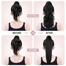 Spine Claw Clip Light Weight Wavy Wig Ponytail Hairpieces, Women's Deep Brown, Light Brown, Black Curly Ponytail Extensions Fashion Hair Accessories Elegant Hair Clip Casual Hair Claw - Multicolor - View 2