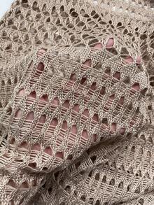 Đầm dài tay móc len khoét lưng gợi cảm phong cách Bohemian dành cho nữ, thích hợp mặc đi biển mùa xuân/hè. - Màu Khaki - Xem 12