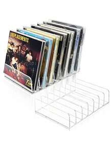 2pcs Clear Acrylic CD Storage Rack, CD Display Holder Fits Up To 14 Standard CD Cases, Suitable For Media Shelf Storage And Organization - Clear - View 2