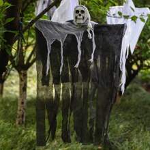 1pc Halloween Skeleton Head Gauze Prop, Horror HangingGhost Party Decor Pendant, Suitable For Outdoor HangingIndoor Decor, Horror Theme Party Decoration, BackgroundDecor,Placement, Yard Decoration