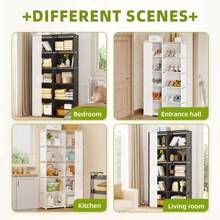 Superlele 4/10-Compartments Simple Wardrobe, Large Capacity Wardrobe, Standalone Wardrobe, Suitable For Bedroom, Living Room, Entrance