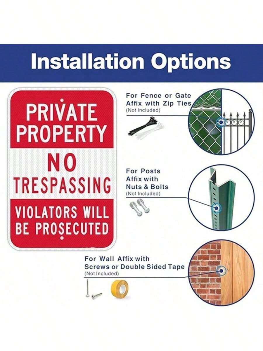 1pc Private Property No Trespassing Sign, Video Surveillance Signs Outdoor, UV Printed Rust Free Aluminum 12 X 8 In, Security Camera Sign For Home, Business, Driveway Alert, CCTV - Private Property-4 - View 1