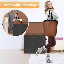 Double Laundry Basket With Lid Large Collapsible Laundry Hamper With Handles And Removable Laundry Bags For Laundry Room Bedroom Bathroom College Black - Black - View 6