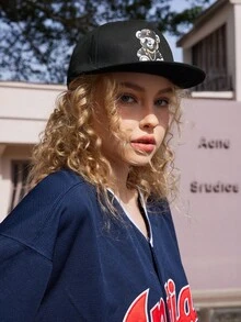 DareSee 1pc Hip Hop Bear Print Adjustable Snapback Baseball Cap, Street Fashion Sports Hat Music-Fest Y2K-Fest Back To School Autumn Winter Gifts - Multicolor - View 3