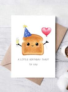 1pc Bread Greeting Cards | Funny Birthday Greeting Cards | Birthday Cards | "A LITTLE BIRTHDAY TOAST To YOU" Cards - The Best Birthday Card For Your Son/Daughter/Friends