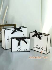 1 pièce/Sacs cadeaux personnalisés avec nom, sacs cadeaux attachés avec ruban, sacs cadeaux de remerciement, sacs cadeaux en papier, sacs pour magasins de vêtements et de shopping avec rubans, sacs en papier artisanal, emballage d'expédition, sacs cadeaux d'anniversaire, sacs cadeaux de mariage, sacs cadeaux de demoiselle d'honneur
