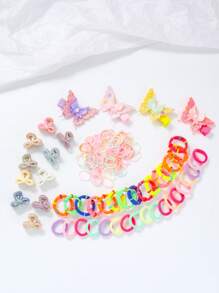 100pcs Hair Accessories Set Including Hair Clips, Hair Scrunchies, Glitter Butterfly Hair Clips And Hair Ties, Sweet And Cute Hair Decorations