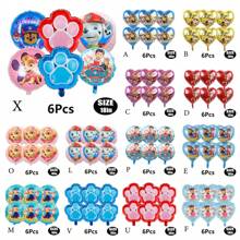 Paw Patrol Offiziell genehmigter 6er-Pack PAW Patrol Brave Adventure Suche und Rettung Hunde Thema Geburtstags Party Deko Ballon Set, 18 Zoll süßer Stadt Rettungshund Muster runder Aluminiumfolie Ballon Set, verschiedene Styles wählbar, Geburtstagsparty Wanddekoration, perfekt für Geburtstag Zeremonien Partywand Deko, Ballon Kombinations Dekorations Zubehör