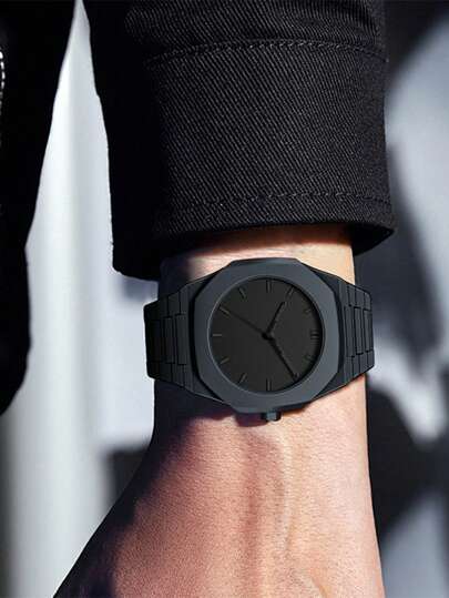 1 Pieza Reloj de cuarzo de alta gama para hombres, diseño exquisito, movimiento de cuarzo, correa de ABS, hebilla de acero inoxidable, para entornos comerciales, banquetes formales y para realzar el temperamento. Regalo del Día del Padre que también puede usarse como regalo festivo para familiares y amigos