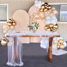 1 pezzo Sfondo fotografico per torte, tenda in morbido tulle, tovaglia per tavola dolci in organza finta perla, sfondo in stile fiabesco in pizzo bianco