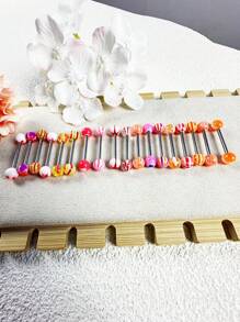 15 buc/set inele de limbă cu design floral colorat, bijuterii de corp unisex, potrivite pentru purtare zilnică și sărbători, cadou de Crăciun