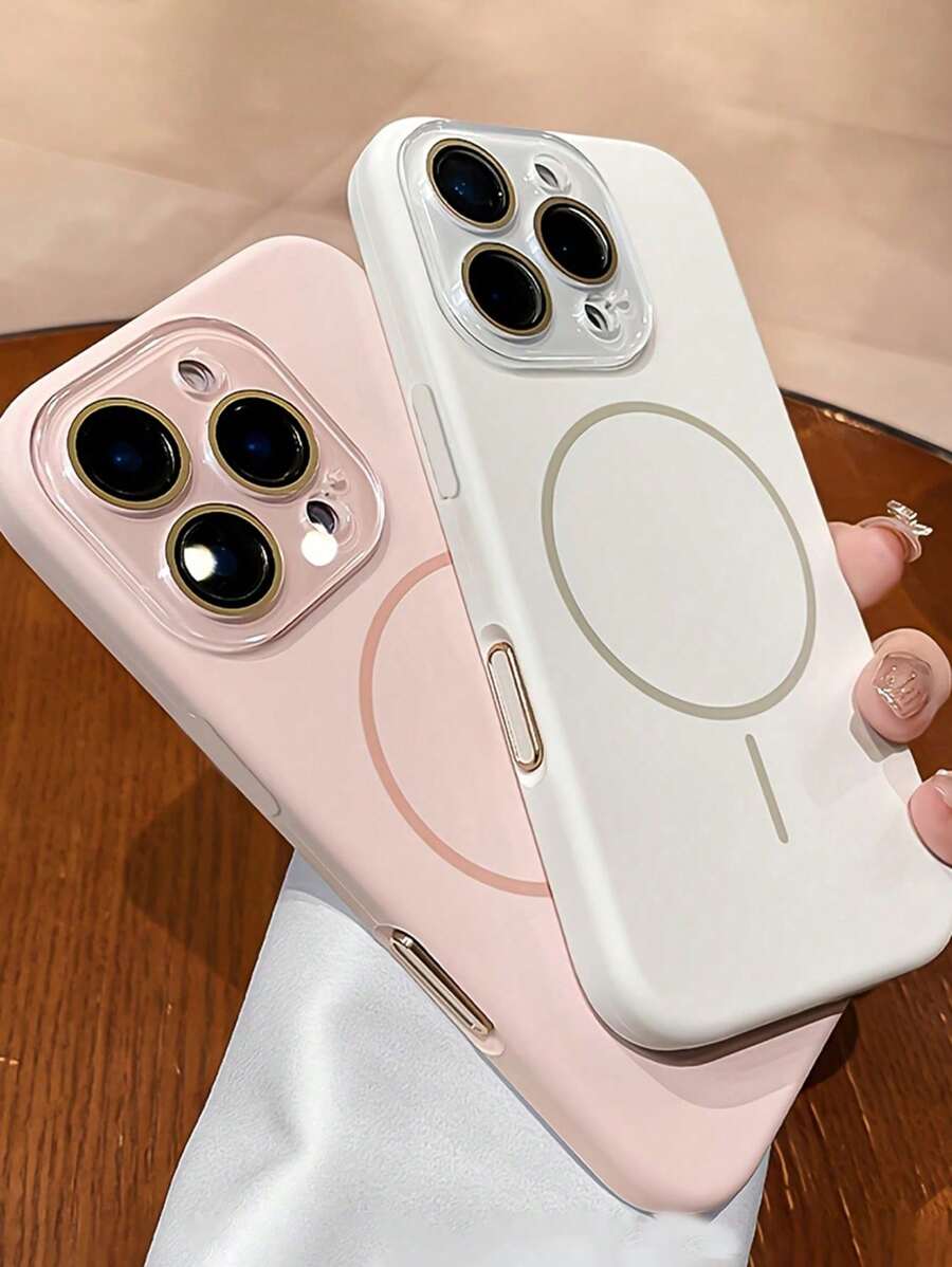 Funda magnética inalámbrica de carga de silicona suave de lujo compatible con iPhone 16 15 14 13 Pro Max, con protección de lente magnética, cubierta trasera a prueba de agua, a prueba de golpes, resistente a caídas y arañazos